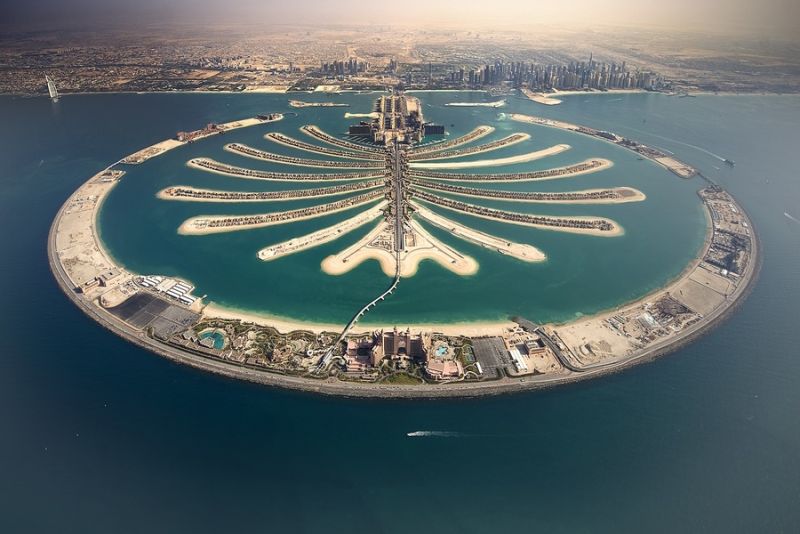 Palm Jumeirah aerial view on the 10-Day Jordan and Dubai Tour
